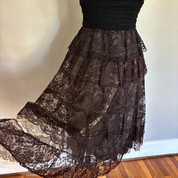 Vintage 1950 Lace and Velvet Holiday Prom Special Occasion Dress  Small - Picture 6 of 16